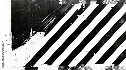 Tapety artystyczne 黒と白の幾何学形状を重ねたモノクロのグランジコラージュ