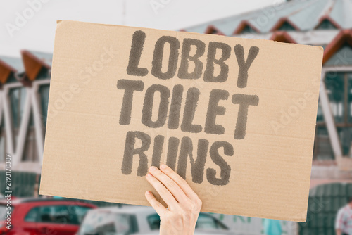 Canvastavla "Lobby toilet runs" Resident races downstairs when the clog strikes