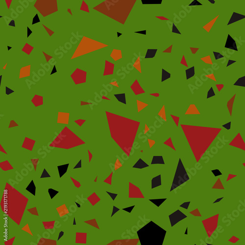 Seamless Terrazzo Pattern with Green Background