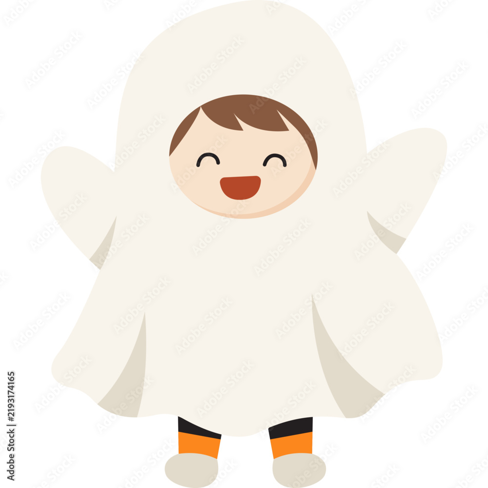 Fototapeta premium Ghost Costume Cute Halloween Illustration