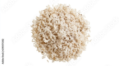 Pile of moldy cooked rice isolated on white background
