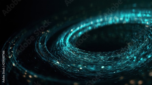 A glowing spiral moves forward against a dark background, showing the agile business process and feedback incorporation in product development.
