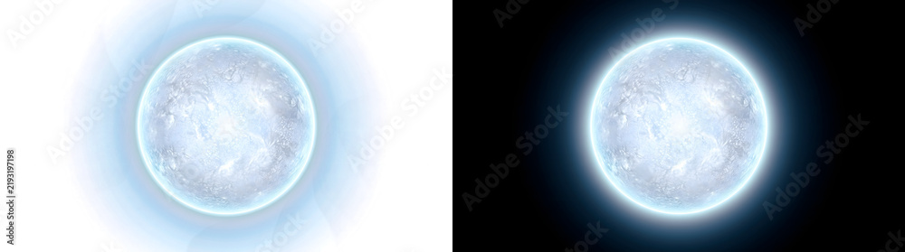 Obraz premium Crystal Star with fractured icy pattern and vivid teal glowing rim ideal for space design in PNG, Transparent and Black Background Versions
