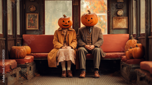 Pumpkin couple portrait