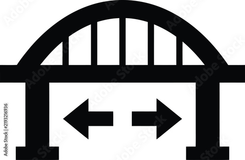 Fotografie Black silhouette of an archway with bidirectional arrows symbol
