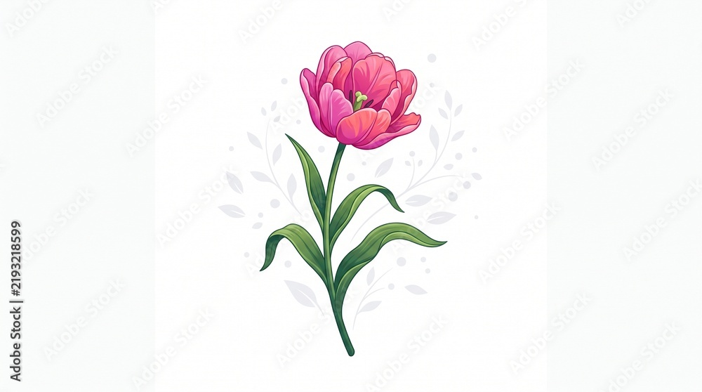 Fototapeta premium Pink Tulip Flower Illustration Vector Isolated on White Background