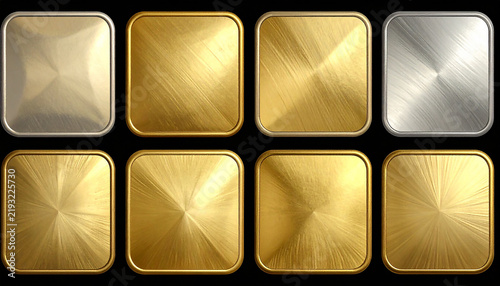 Metallic Foil Embossed Stickers Four Blank Square Rounded Corners Elegant Set