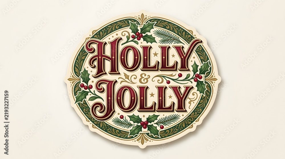 Fototapeta premium A vintage 'holly jolly' christmas wreath design evokes feelings of warmth tradition and festive holiday cheer for all