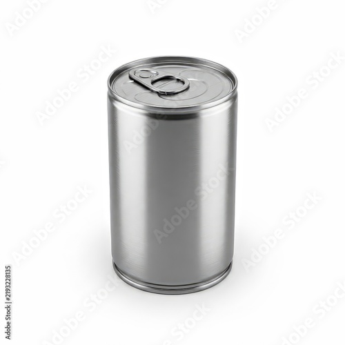 Silver Cylindrical Metal Can With Pull Tab Lid