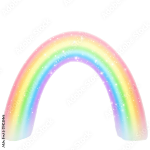 Pastel rainbow arch with sparkling glitter during daytime ideal for fantasy and celebration concepts