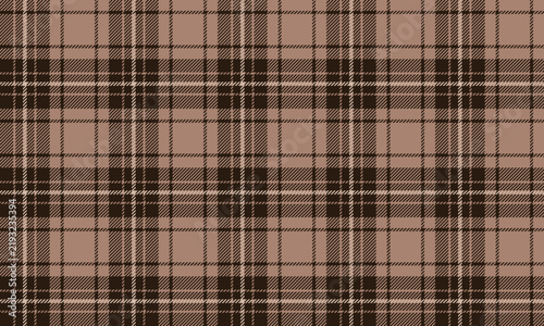 A seamless plaid pattern in shades of brown and beige, designed for textiles and modern fashion suitable for shirts, dresses, and skirts conveying a simplicity with contemporary charm.