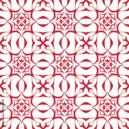 Dense red ornamental floral seamless pattern with intricate repeating details