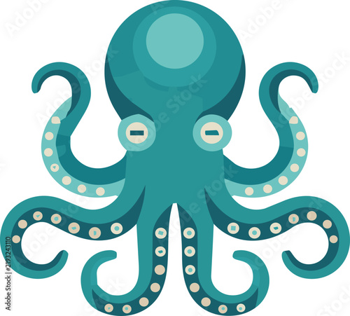 Blue Octopus Marine Creature Tentacles Vector Clipart