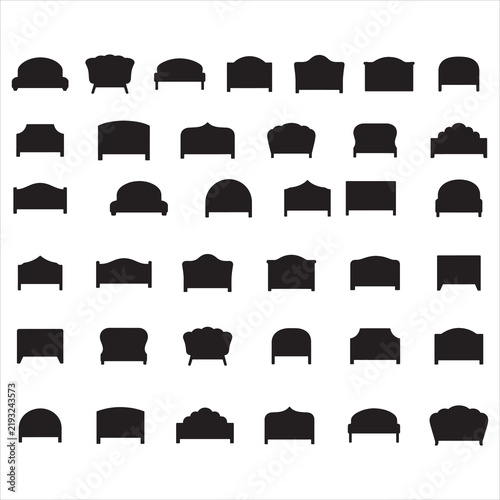 PrintHeadboard Silhouette Bundle SVG, Bed Furniture Clipart, Interior Design Vector Icon Set