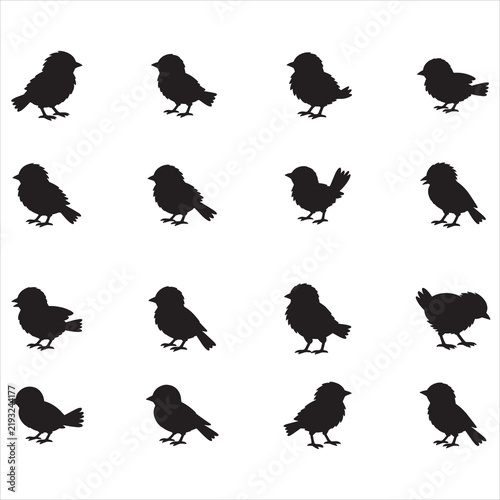 PrintBird Silhouette Bundle SVG, Cute Chick Clipart, Wildlife Vector Icon Set