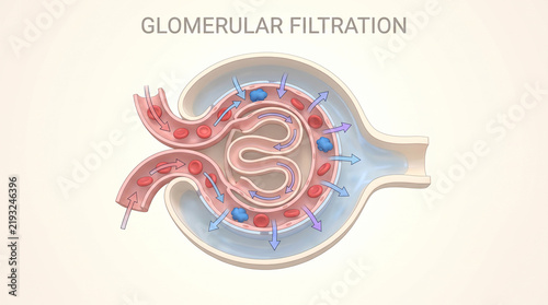 Glomerular Filtration Kidney Anatomy 3D Medical Illustration
