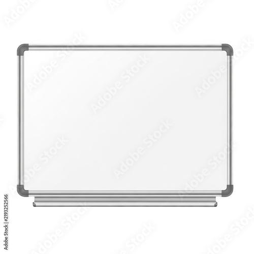 Empty whiteboard with metal frame for office or school isolated on transparent background