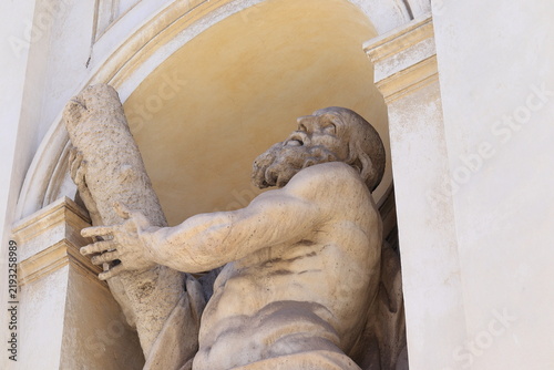 Obraz na płótnie Statue of Saint Andrew Detail on the Facade of the Santi Andrea e Claudio dei Bo