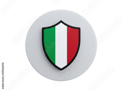 A shield icon featuring the italian flag colors, green white and red, isolated on transparent background