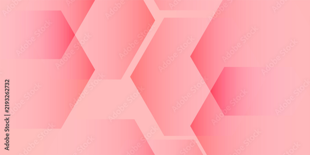 Fototapeta premium Abstract pink hexagon geometric background with transparent gradient overlap