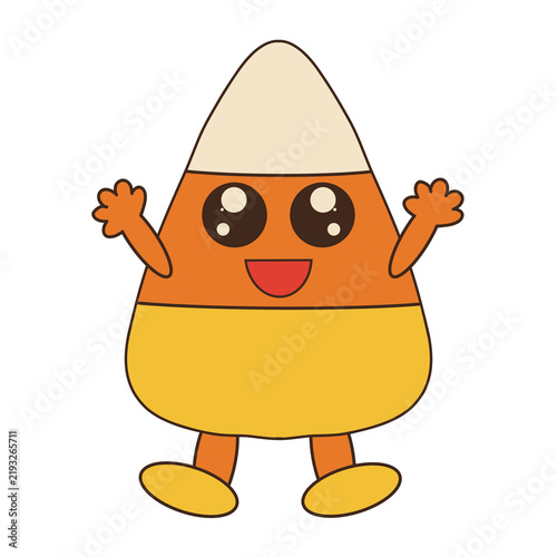 Cute Halloween Candy Corn Character with Happy Face