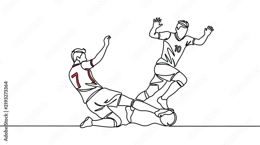 Obraz premium Soccer players tackling for ball isolated