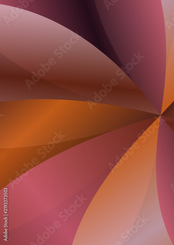 An abstract background featuring curved geometric shapes and rich gradients in warm tones like red, orange, and brown.