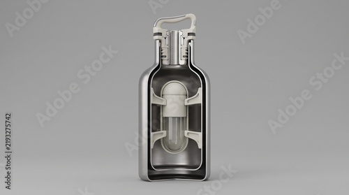 Vacuum insulated sample flask neck cross-section