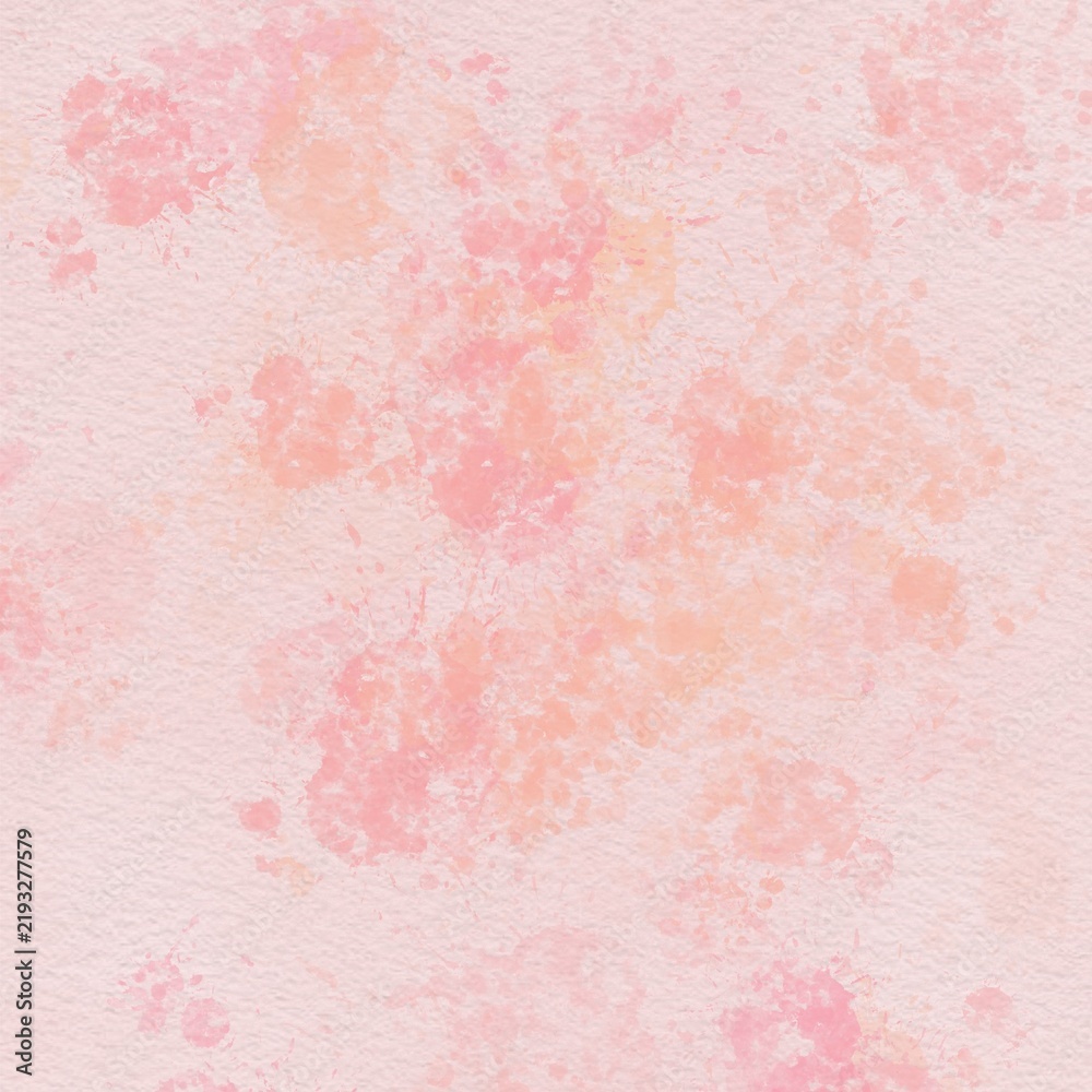 Obraz premium Abstract pink and peach watercolor splash background with paper texture