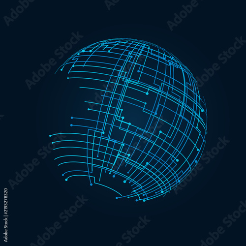 Stylish Tech Globe Vector Pattern