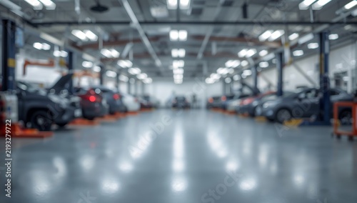 Generative AI depicts a modern indoor parking garage with multiple vehicles and lighting fixtures