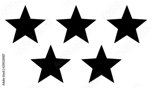 Five star shapes arranged set with simple line art design featuring simple design, minimalist, black and white with illustrations and graphics