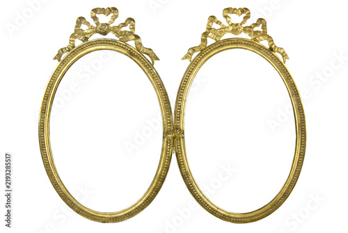 Фотография Ornate Gilded Twin Oval Picture Frames with Decorative Ribbon Crests