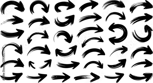 Collection of black grunge brush stroke arrows for navigation and design elements.