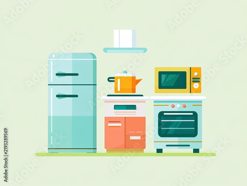 transparent kitchen appliances vector illustration