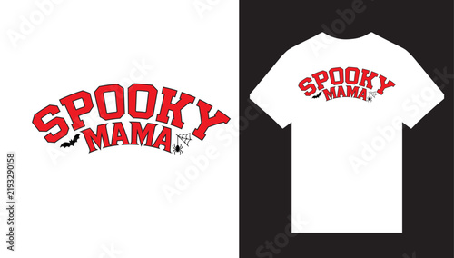 Spooky Mama Halloween Retro Typography T-Shirt Design – EPS Vector Illustration