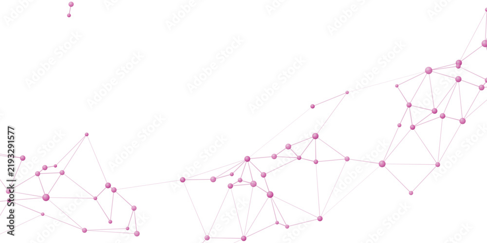 Obraz premium A delicate network of interconnected nodes and lines, rendered in soft pink and white, creates a visually appealing representation of connection and data flow.
