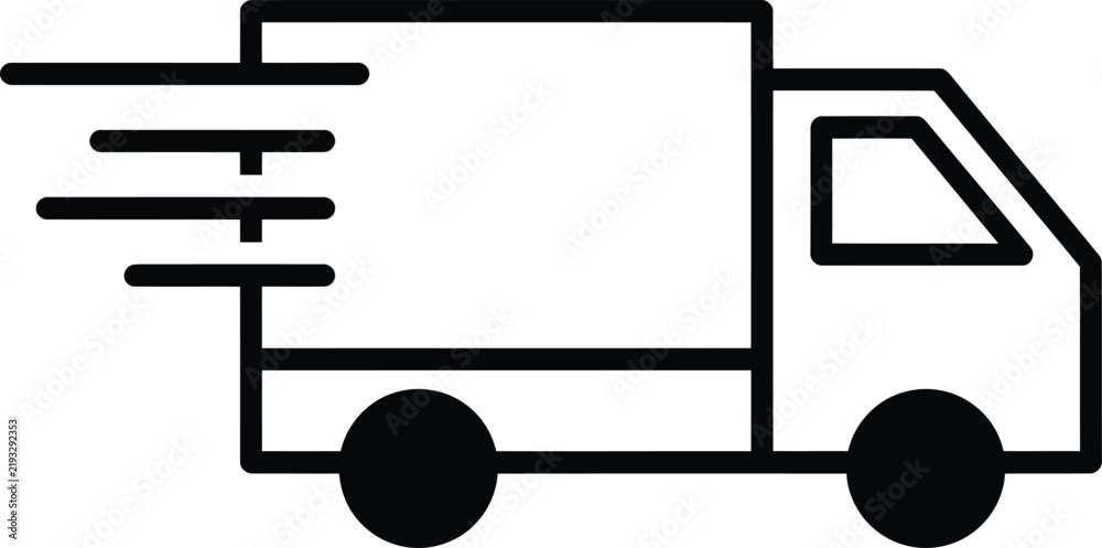 Obraz premium Delivery truck vector icon with speed lines illustration