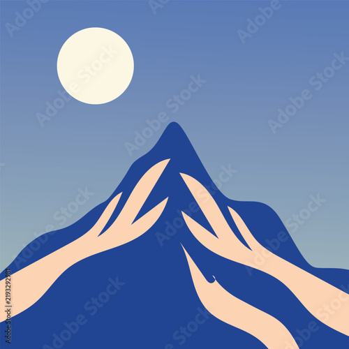 Mountain Landscape Illustration with Majestic Peaks, Scenic Nature and Outdoor Adventure Concept