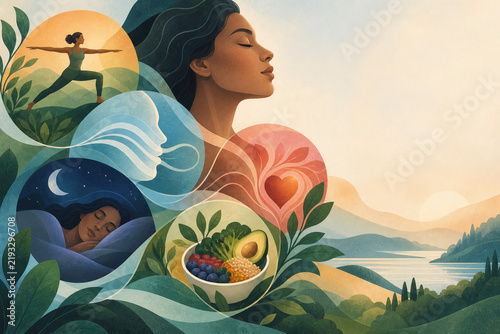 Mind body connection represented by intertwined movement breath