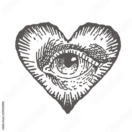 Foto Human eye centered within a heart shape symbol
