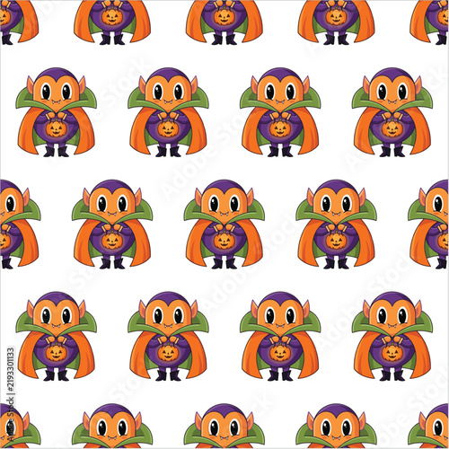 Cute Halloween vampire bat character seamless pattern