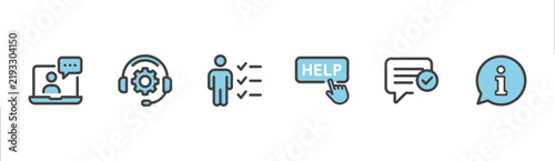 Customer Service and Technical Support Icon Set, Assistance, Call Center and Helpdesk Vector Symbols