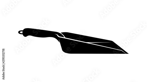 Simple black and white vector icon of a dustpan. Perfect for cleaning services, household chores, hygiene, and domestic maintenance design projects.