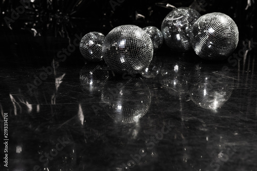 Silver disco spheres create a glamorous party atmosphere