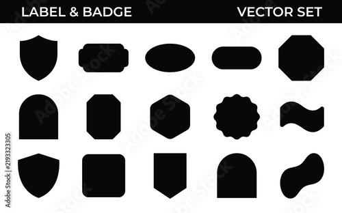 Set of various black silhouette vintage labels and decorative badge for product design and branding. vector illustration