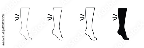Compression sock icons indicating circulation improvement and leg relief in a clean vector graphic style