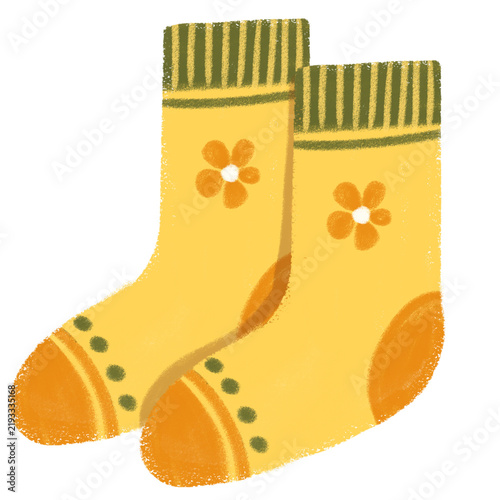 Cute Cozy Autumn Yellow Wool Socks Illustration