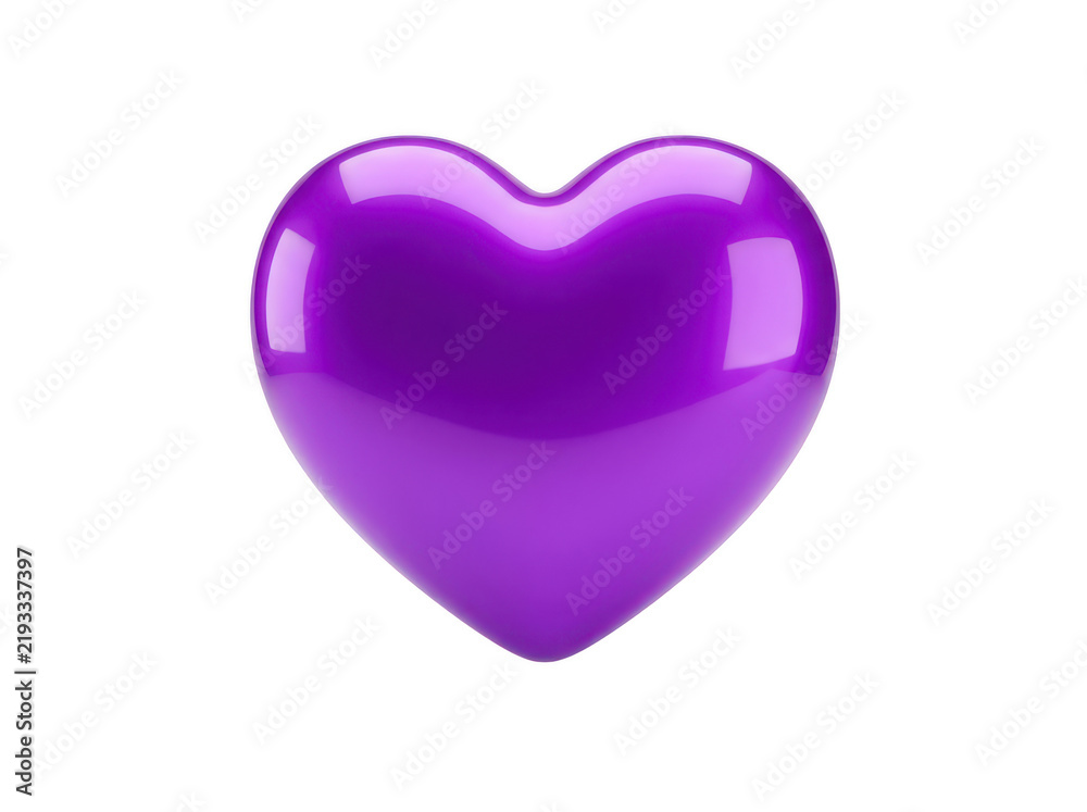 Fototapeta premium Shiny 3d purple heart icon isolated