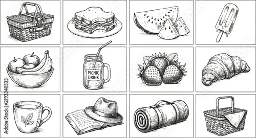 Принти на полотні Vintage engraving of various basket designs from the nineteenth century